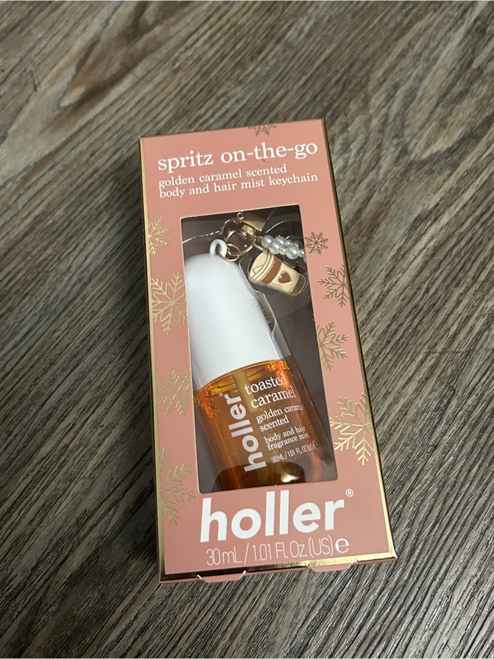 Holler Spritz On-The-Go Toasted Caramel Body & Hair Mist Keychain - Pink/Gold